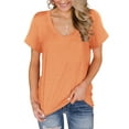 thumbnail image 1 of ONLYSHE Womens Summer V Neck T Shirts Short Sleeve Loose Fit Basic Tunic Tops Blouse, 1 of 5