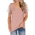 thumbnail image 1 of ONLYSHE Womens Summer V Neck T Shirts Short Sleeve Loose Fit Basic Tunic Tops Blouse, 1 of 5