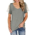 thumbnail image 1 of ONLYSHE Womens Summer V Neck T Shirts Short Sleeve Loose Fit Basic Tunic Tops Blouse, 1 of 5