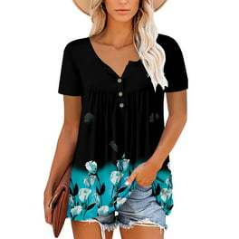 Xihbxyly Tunic Tops for Women Loose Fit, Short Sleeve Shirts for Women  Summer Tunic Tops to Wear Tshirts Loose Casual Blouse Tee Printed Folwy  Shirt