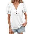 thumbnail image 1 of ONLYSHE Womens V-Neck Button Up T Shirts Short Sleeve Tunic Tops Loose Fit Henley Blouse, 1 of 9