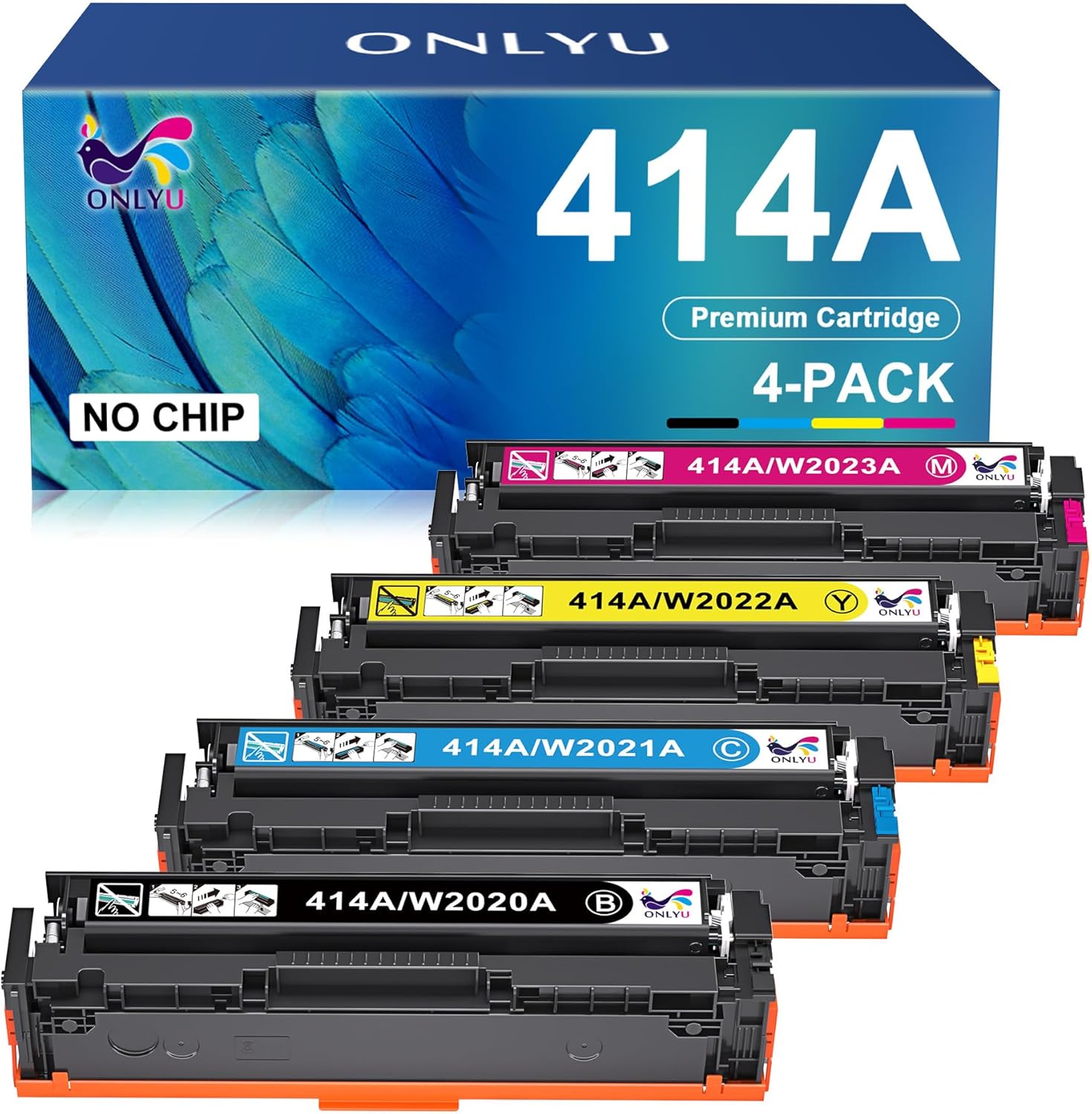 ONLYU 414A Toner Cartridges Replacement for HP 414A 414X 4 Pack Used