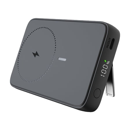 onn 10,000 mAh Magnetic Portable Power Bank, Qi2 Certified, LED Digital Display, Black - Compatible with iPhone 17/16/15/14/13/12 Series, Pixel 10 Series