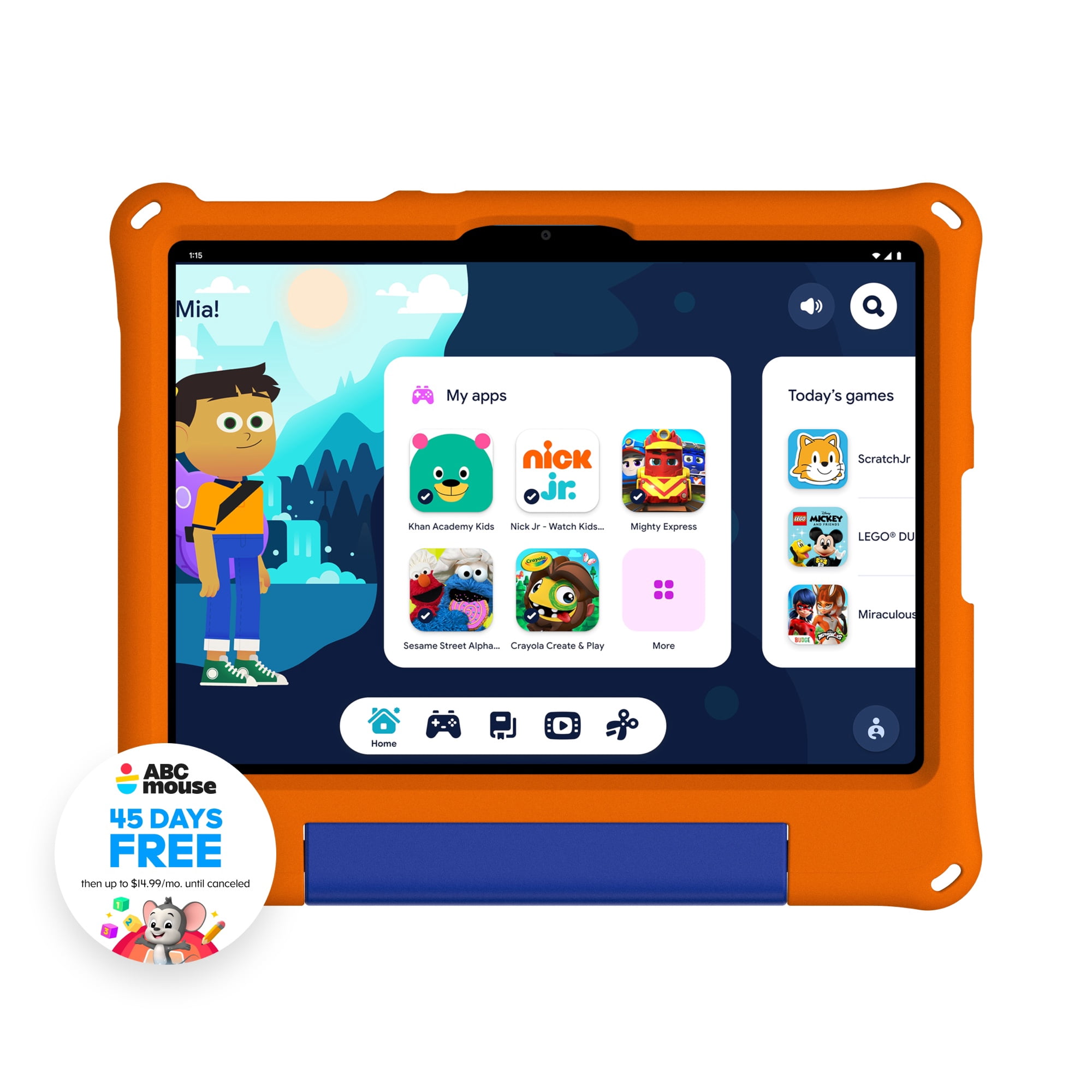 onn 11" Kids Tablet, 64 GB, Android 16, Orange (2026 Model)