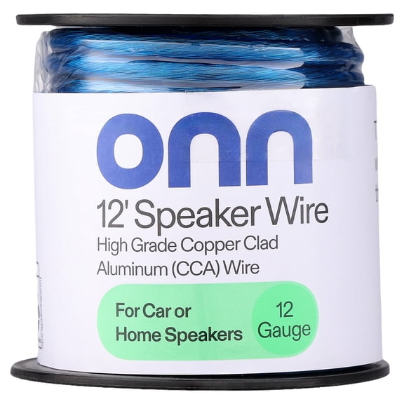 onn 12' 12 Gauge Speaker Wire for Car or Home Speakers