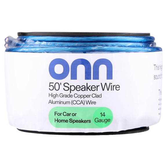 onn 50' 14 Gauge Speaker Wire for Car or Home Speakers