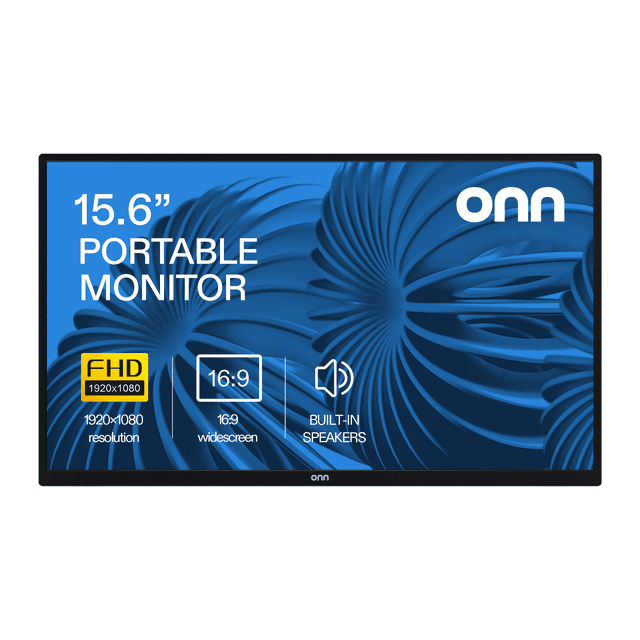 onn 15.6" (1920 x 1080) LCD Portable Office Monitor with Cable, Black