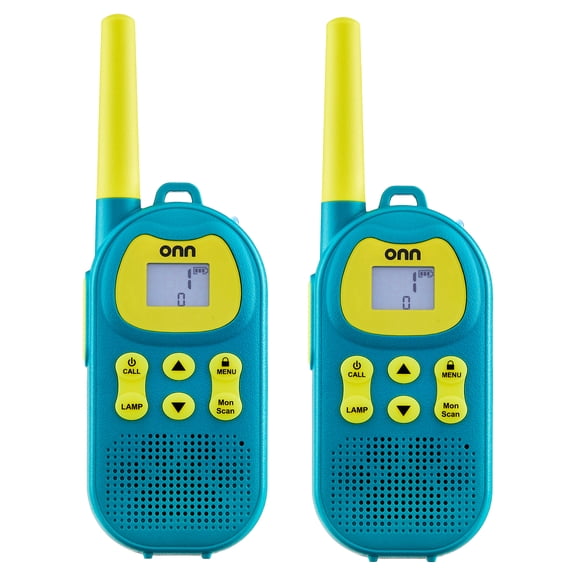 onn Kids' Walkie Talkies, Up to 16 Mile Range, 22 Channels, LED Flashlight, 2 Pack