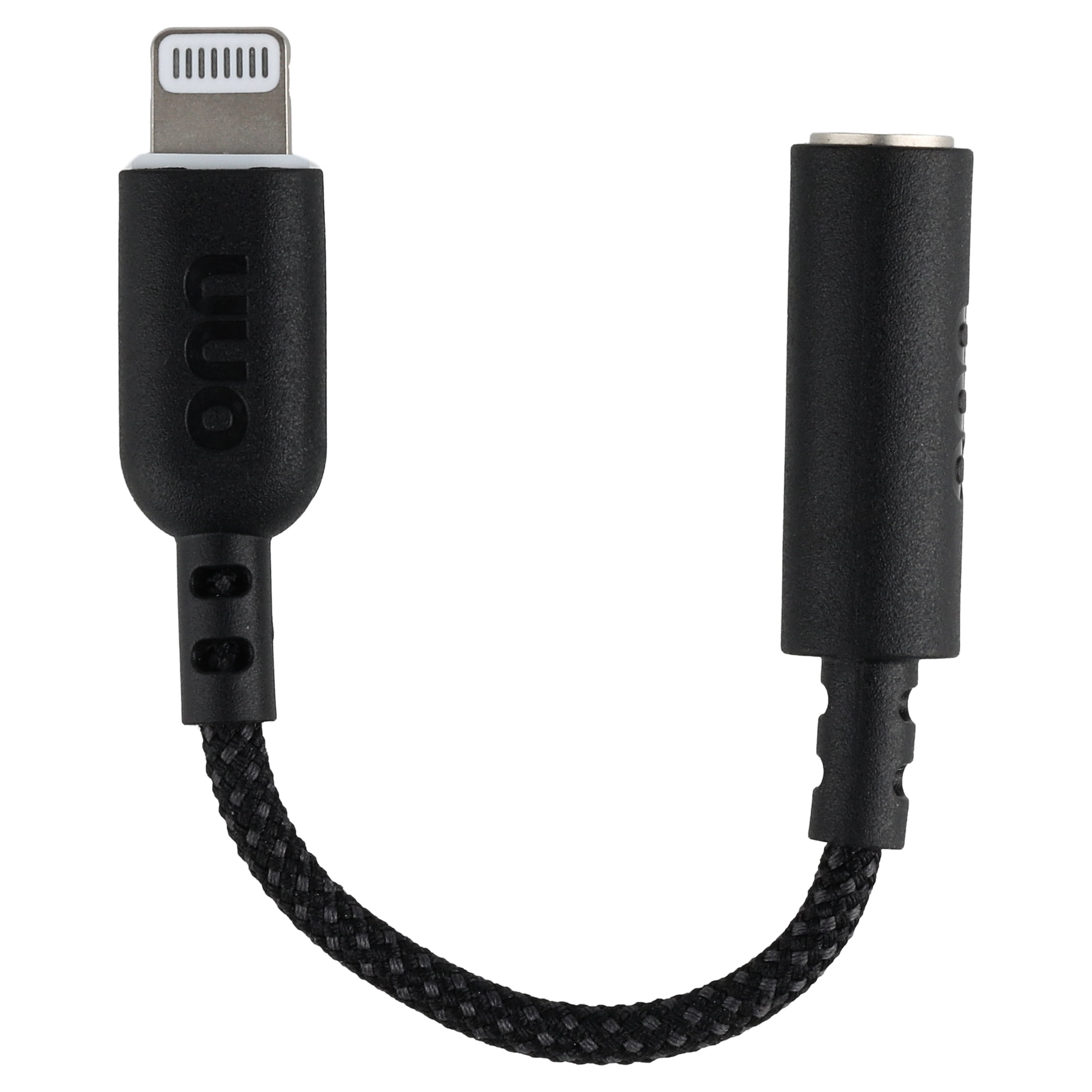 onn Braided Lightning to 3.5mm Aux Adapter, Black