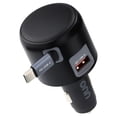thumbnail image 1 of onn 2-in-1 Fast Charge USB-C/USB Car Charger with Built-In Retractable USB-C Cable, 1 of 7