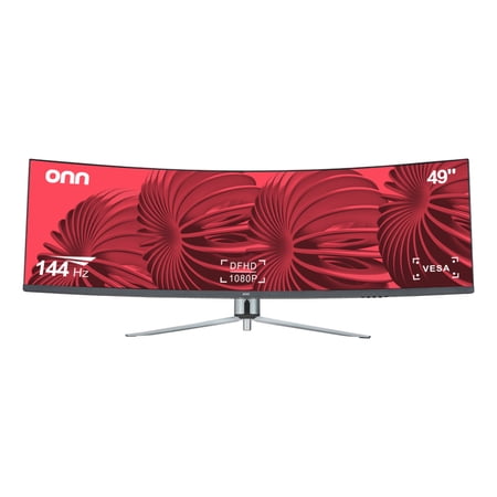 onn 49" 3840 x 1080p Curved Dual FHD Gaming Monitor, Black, 100133225