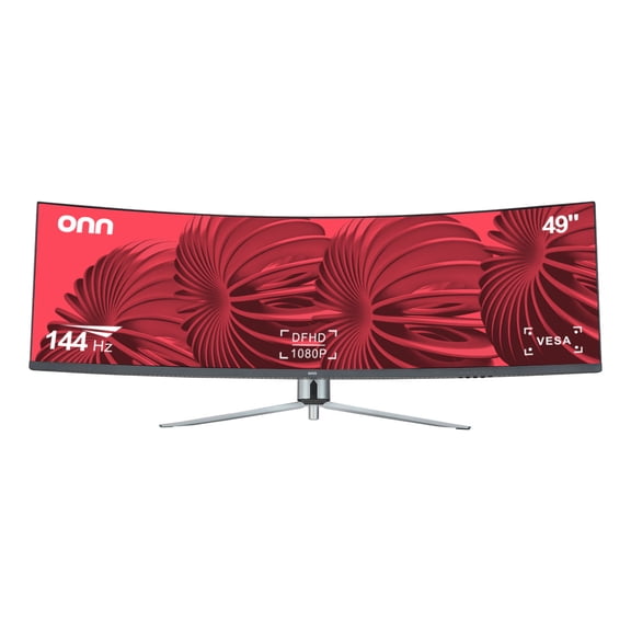 onn 49" 3840 x 1080p Curved Dual FHD Gaming Monitor, Black, 100133225