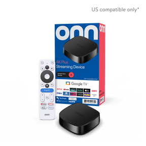 onn 4K Plus Streaming Device, Google TV - Ultra-fast Streaming, Stunning 4K UHD, 16GB Storage, 2GB RAM, Dolby Vision & Atmos, Remote with Voice Control - U.S. Compatible only