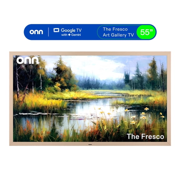 onn 55" The Fresco Art Gallery 4K UHD Google TV with Gemini - Golden Brown