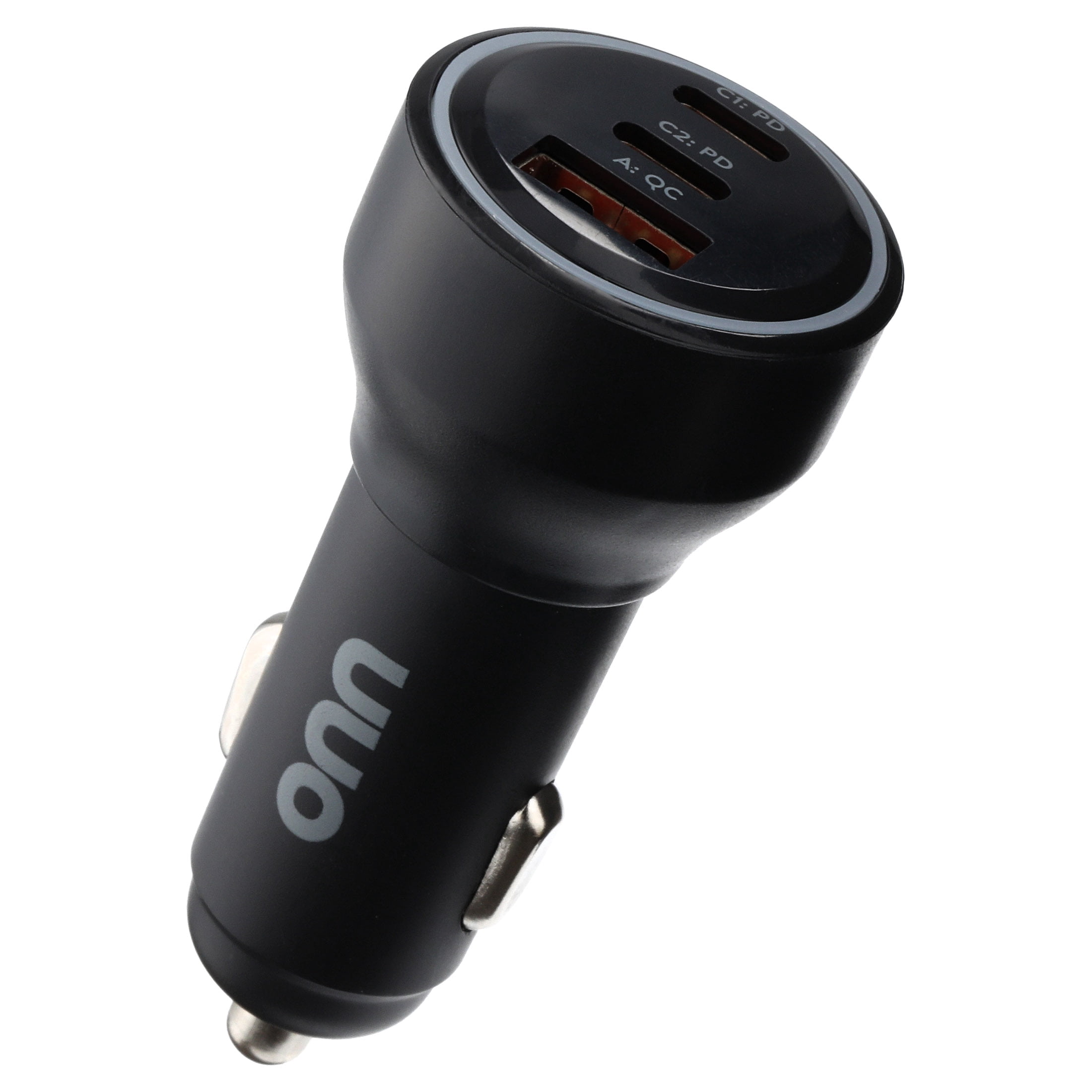 onn 3-Port Fast Charge Dual USB-C and USB Car Charger