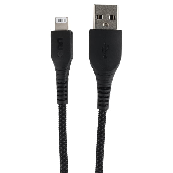 onn 6' Braided Lightning to USB Cable, Black