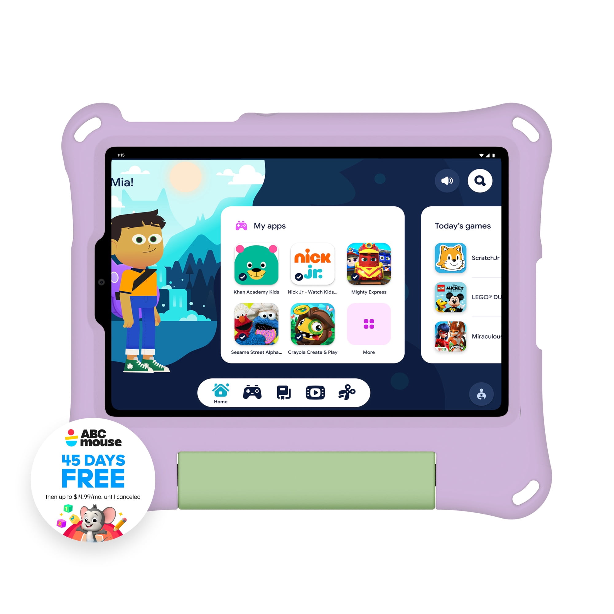 onn 8" Kids Tablet, 64 GB, Android 16, Purple (2026 Model)