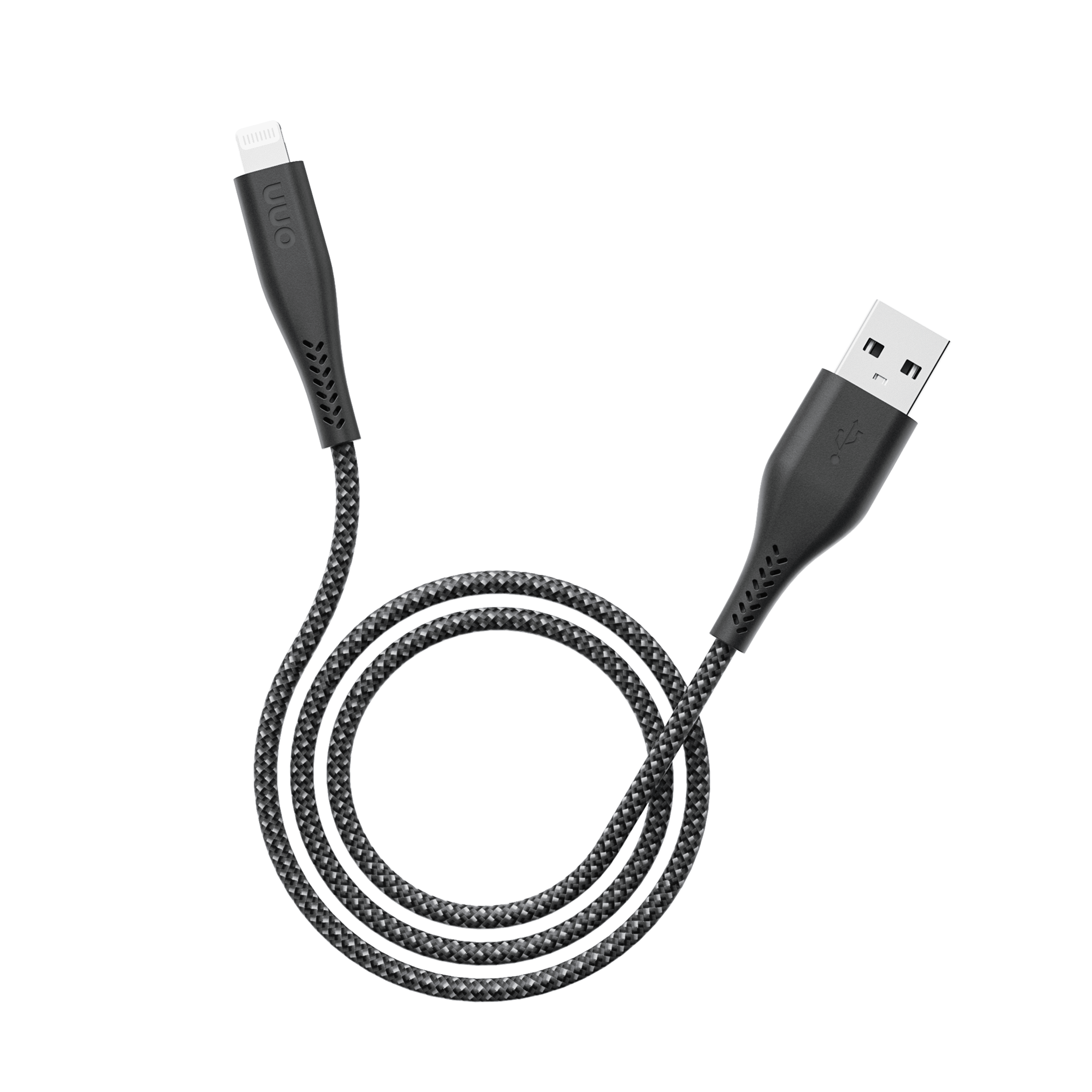 onn 3ft Lightning to USB-A Soft-touch Braided Charging Cable, MFi Certified, Black