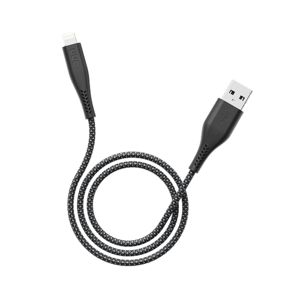 onn 3ft Lightning to USB-A Soft-touch Braided Charging Cable, MFi Certified, Black