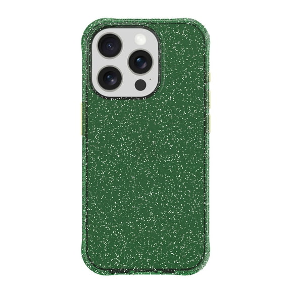 onn Sparkle Phone Case for iPhone 15 Pro - Green with Gold Glitter