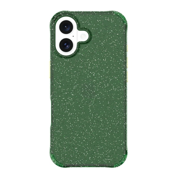 onn Sparkle Phone Case for iPhone 16 - Green with Gold Glitter