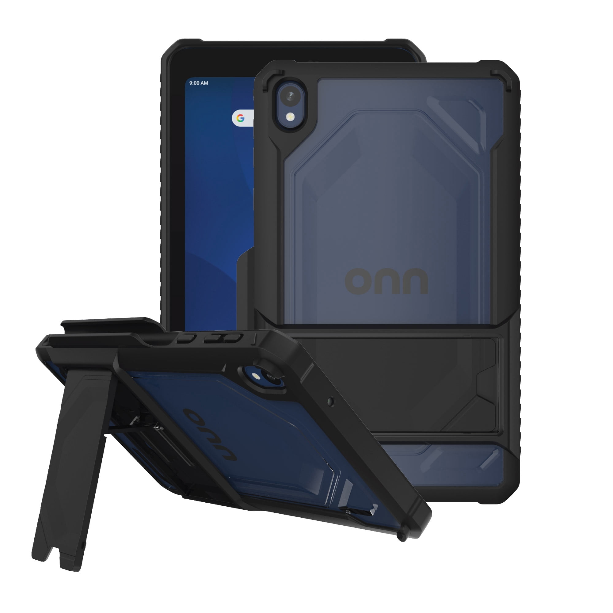 onn Slim Rugged Tablet Case with Kickstand for onn 7" Tablet (2026 Model) - Black/Clear