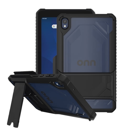 onn Slim Rugged Tablet Case with Kickstand for onn 7" Tablet (2026 Model) - Black/Clear