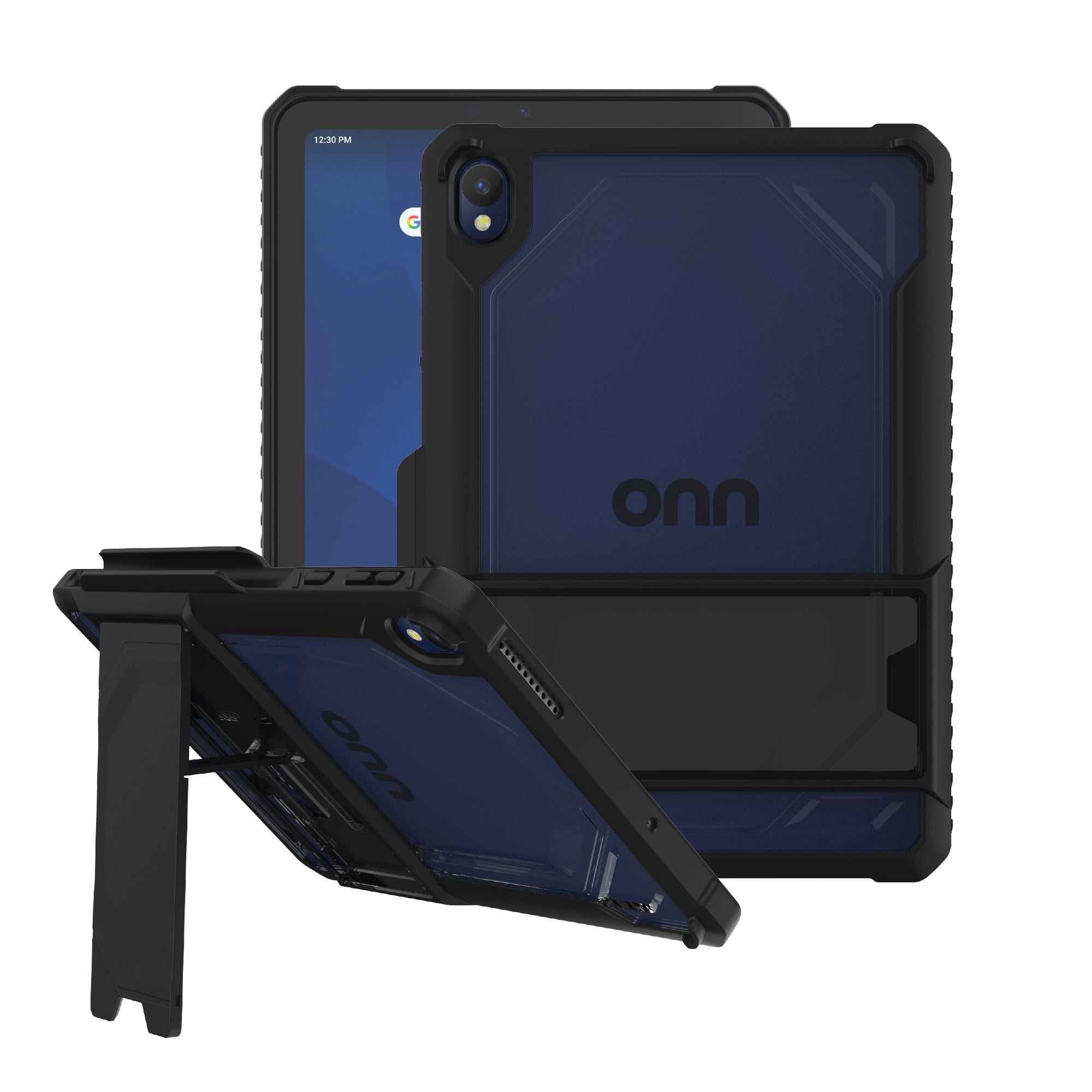 onn Slim Rugged Tablet Case with Kickstand for onn 8.1" Tablet (2026 Model) - Black/Clear