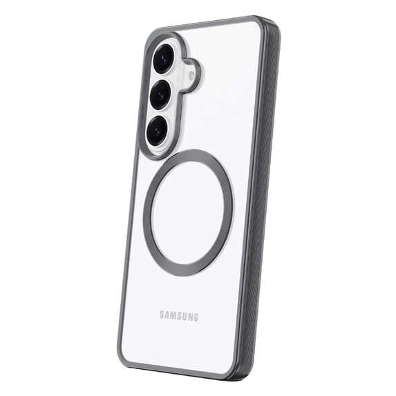 onn Magnetic Compatible Phone Case for Samsung Galaxy S26 - Metallic Gray/Clear