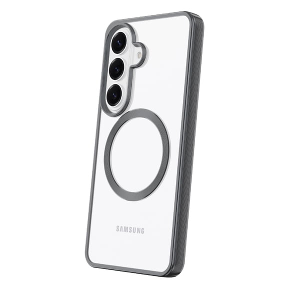 onn Magnetic Compatible Phone Case for Samsung Galaxy S26 - Metallic Gray/Clear