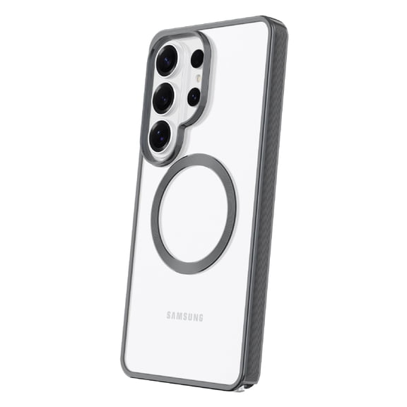 onn Magnetic Compatible Phone Case for Samsung Galaxy S26 Ultra - Metallic Gray/Clear