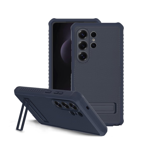 onn Magnetic Compatible Rugged Phone Case with Kickstand for Samsung Galaxy S26 Ultra - Navy Blue