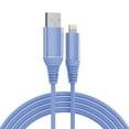 thumbnail image 1 of onn 6ft Lightning to USB Charging Cable, MFI Certified, Blue - Compatible with iPhone 14/13/12/11/X/XR/XS/8/7/6/5, iPad, Airpods and more, 1 of 6