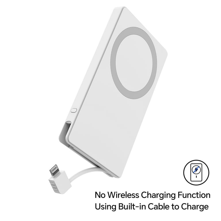onn 5,000 mAh Portable Power Bank with Built in Lightning Cable