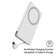 onn 5,000 mAh Portable Power Bank with Built In USB-C Cable, Mag-Attach Ring, White - Compatible with iPhone 17/16/15 Series, Samsung Devices, Pixel Devices, iPad Pro, More Cable Charge only