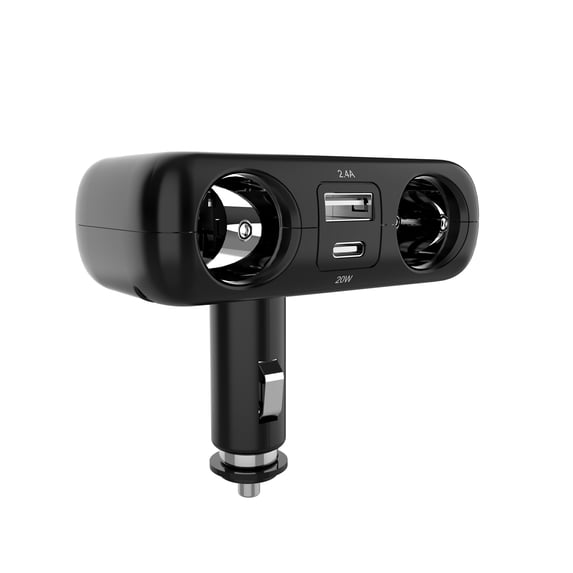 onn Dual Socket Charging Adapter with USB-C and USB Charging Ports