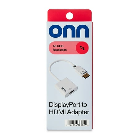 onn DisplayPort to HDMI Converter Adapter with Audio - Supports 4K & 1080p for Laptop/PC to Monitor, Projector, HDTV,6ft Cable