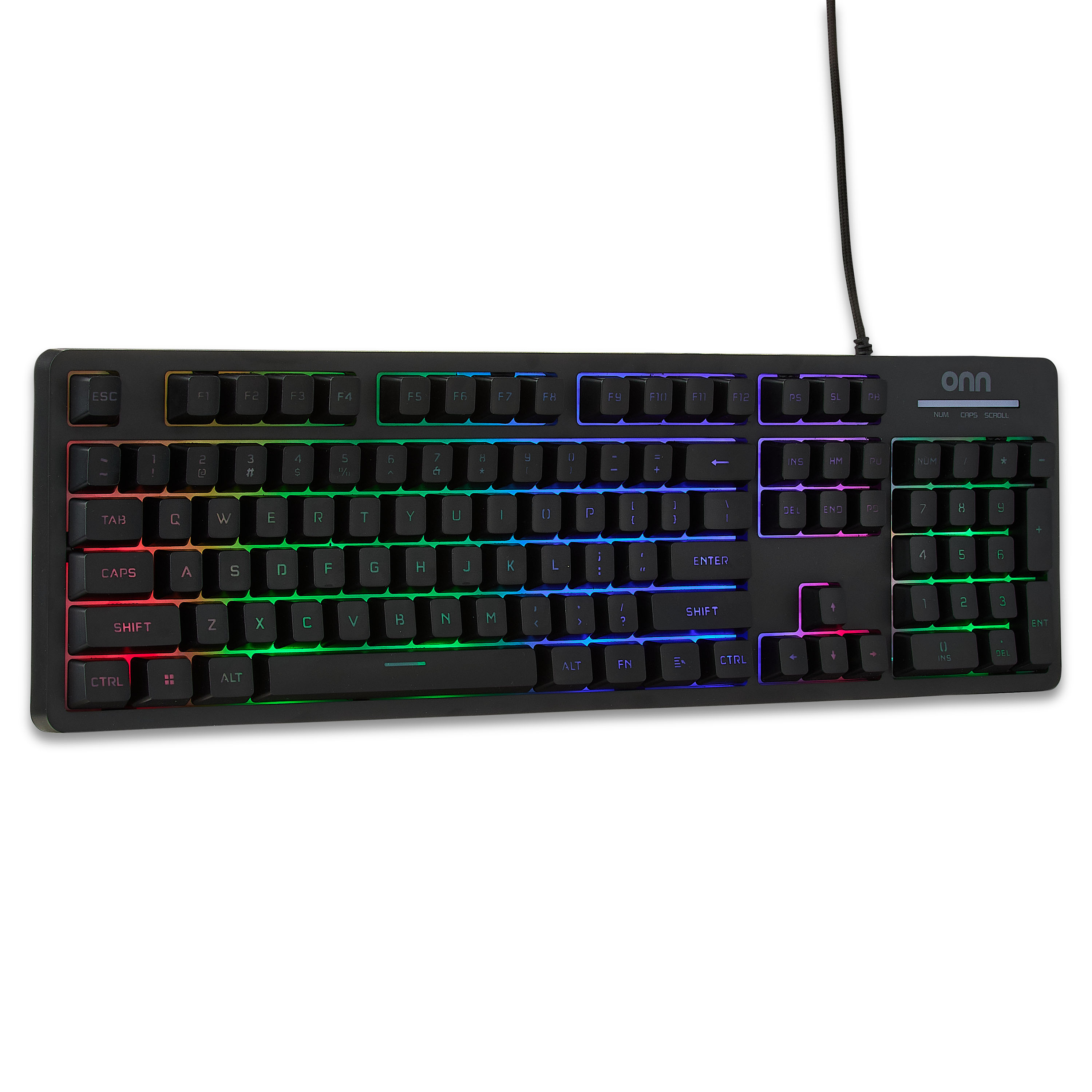 onn Wired LED Gaming Keyboard, Backlit, Gray