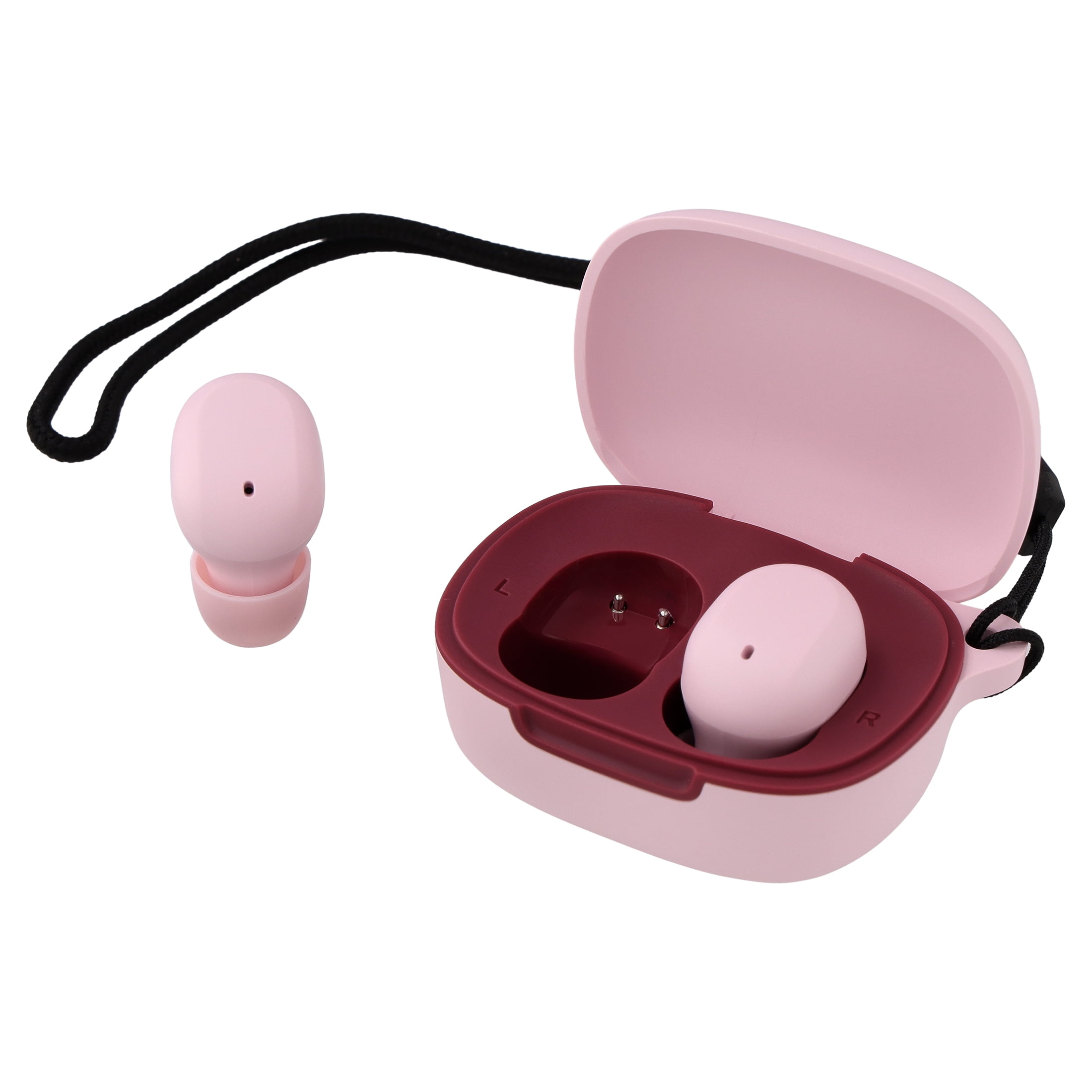 onn Wireless Mini-Earbuds with Wrist-Strap, Pink