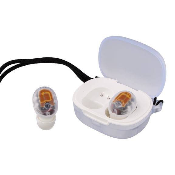 onn Wireless Mini-Earbuds with Wrist-Strap, Clear and White