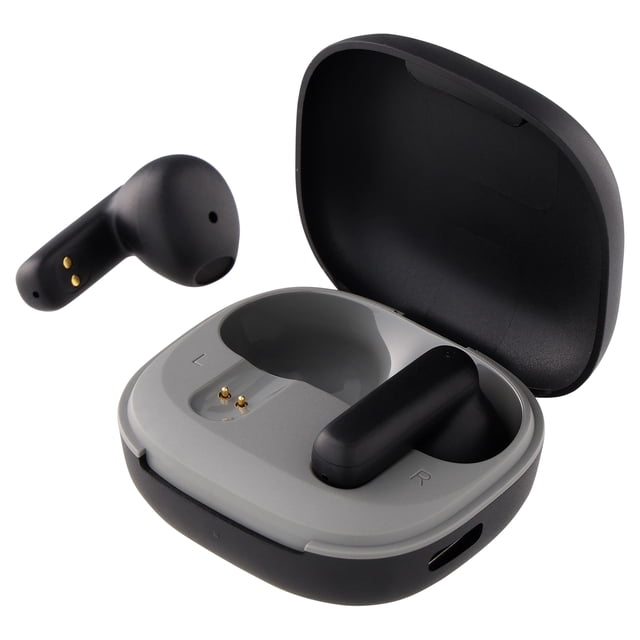 onn Mini Sticks Black Bluetooth Earbuds with Environmental Noise Canceling