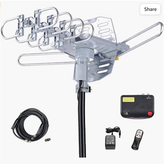 ONN Outdoor TV Antenna with Pole, with 150 Miles Reception Range