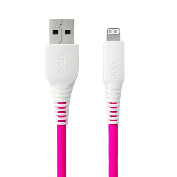 onn 6ft Lighting to USB-A Braided Cable, MFI Certified, Pink Ombre - Compatible with iPhone 14/13/12/11/X/XR/XS/8/7/6/5, iPad, Airpods and more