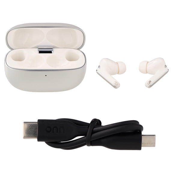 onn TuneTide Pro 2 Wireless Earbuds, White