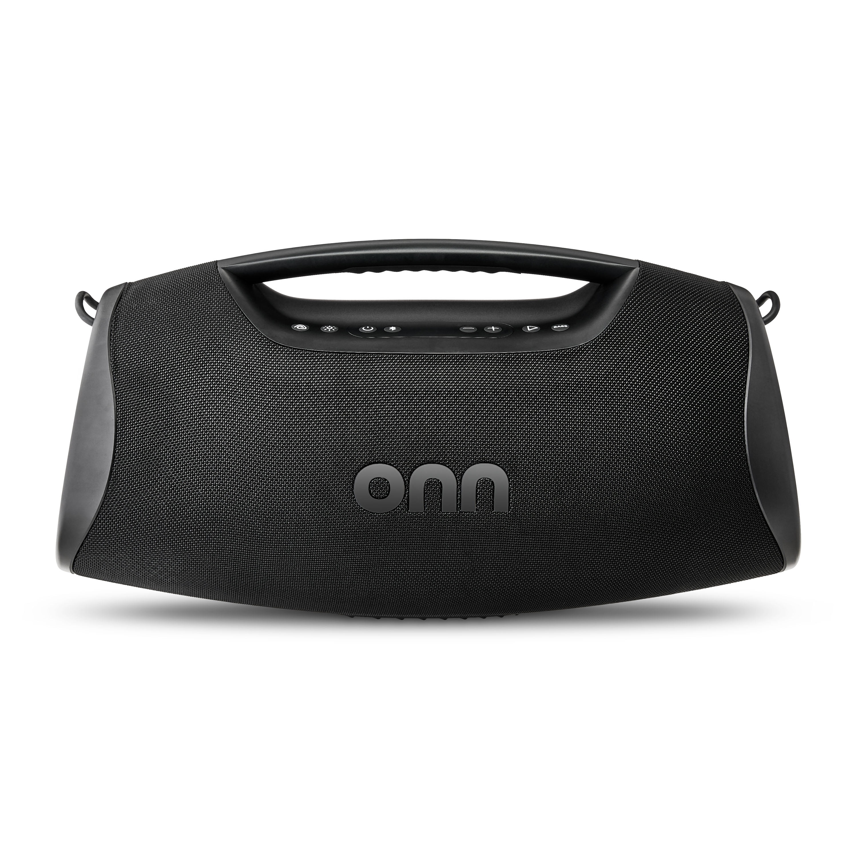 onn Bluetooth Portable Boombox with 6 LED Lighting Modes, Waterproof Design, 20 Hours Playtime