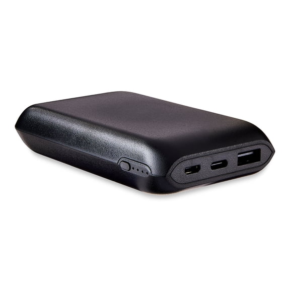 onn 8,000 mAh Portable Power Bank with USB-C/Micro-USB/USB ports, Black - Compatible with iPhone, Samsung Galaxy, Note, Pixel Devices, iPad, Airpods and more