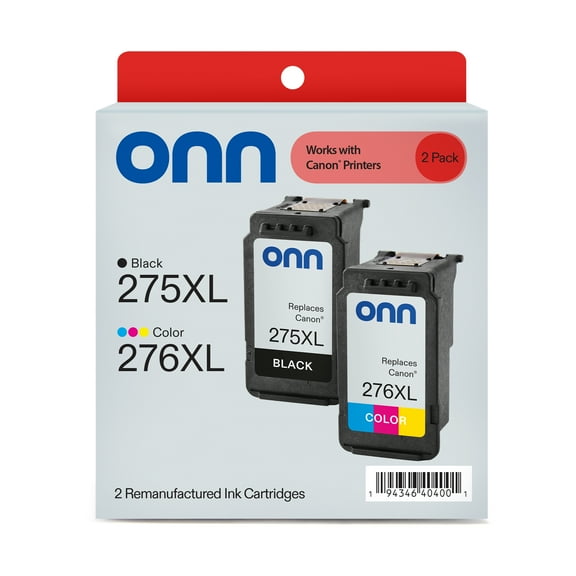 ONN Remanufactured Canon PG-275XL/CL-276XL High Yield Black & Color 2-Pack Inkjet Cartridge