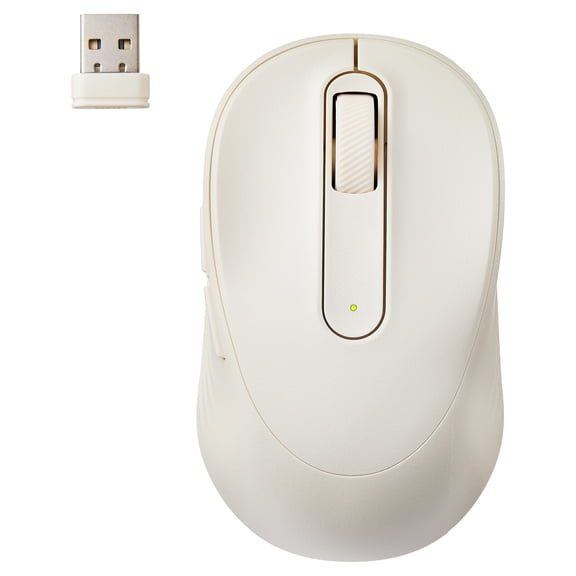 Onn Silent Wireless 5-Button Mouse with 1600 DPI and USB Nano Receiver, Vanilla Dream