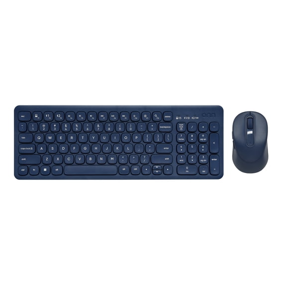 onn Curve Wireless Full-Size Keyboard and Mouse Combo, Blue