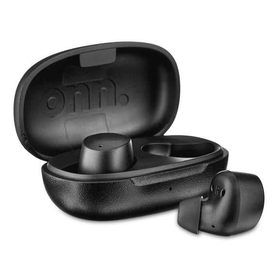 Onn Bluetooth Earphones with Charging Case and Touch Control, Black